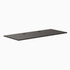 Burnished Wood laminate desktop, 70.9" x 29.5", with two black grommets.