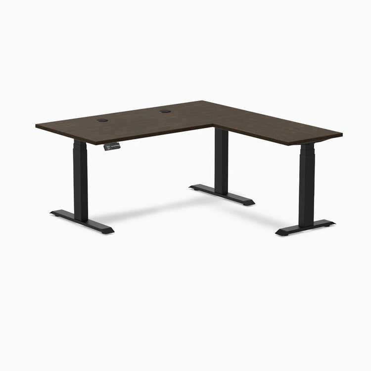 Desky Bamboo L-Shape Sit Stand Desk