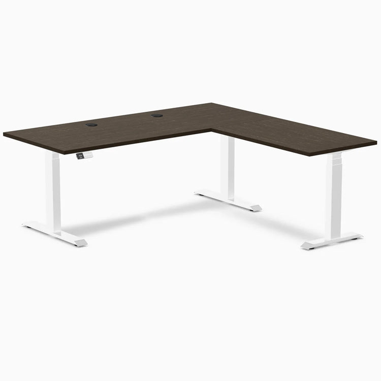 Desky Bamboo L-Shape Sit Stand Desk