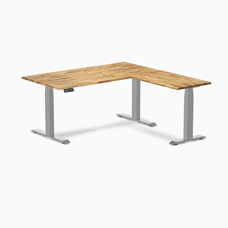 Desky Hardwood L-Shape Sit Stand Desk