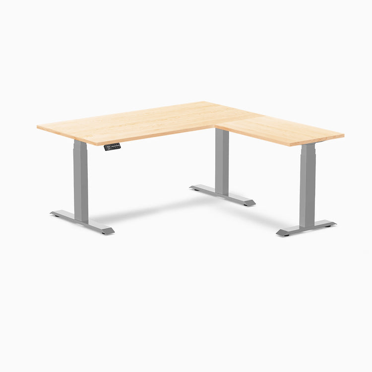Desky Hardwood L-Shape Sit Stand Desk