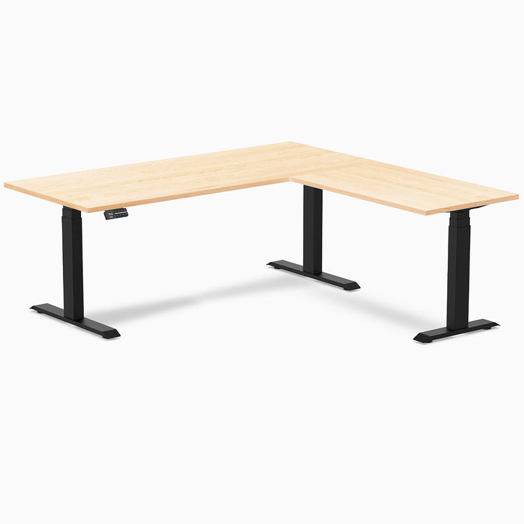 Desky Hardwood L-Shape Sit Stand Desk