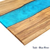 dual resin hardwood teak blue river desk top