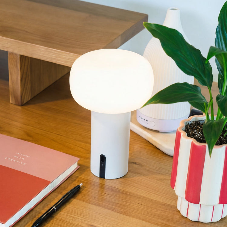 Cordless rechargeable eclipse desk lamp 