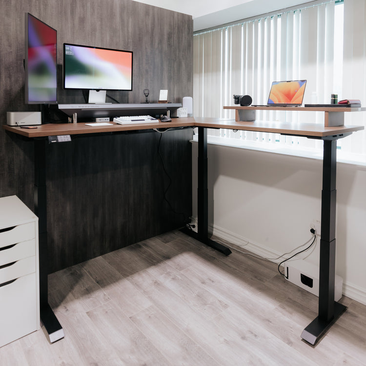 Desky L-Shape Laminate Sit Stand Desk