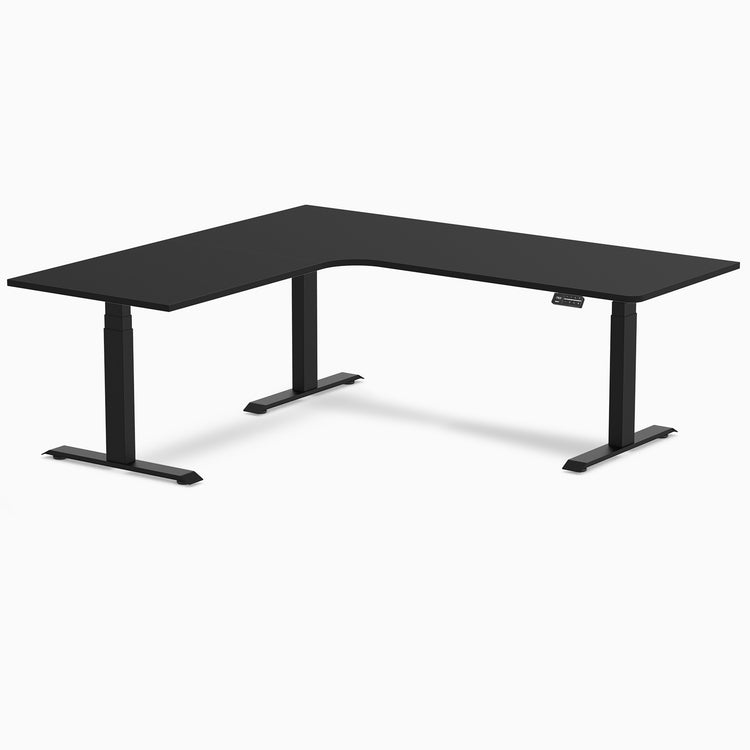 Desky L-Shape Curved Laminate Sit Stand Desk