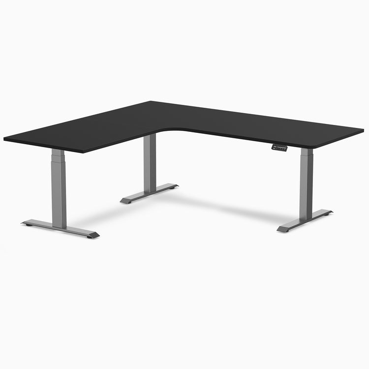 Desky L-Shape Curved Laminate Sit Stand Desk