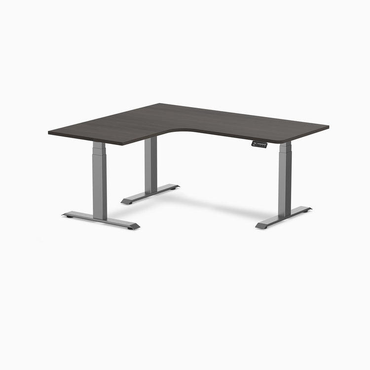 Desky L-Shape Curved Laminate Sit Stand Desk