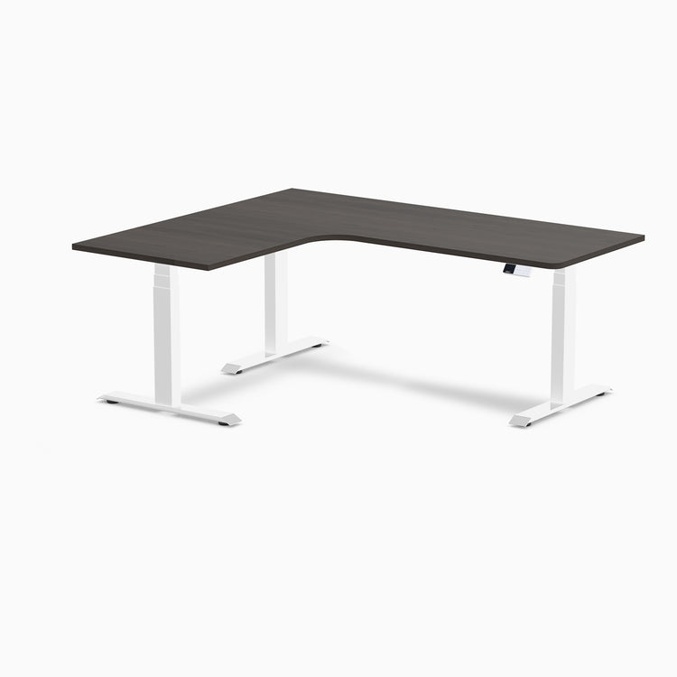 Desky L-Shape Curved Laminate Sit Stand Desk