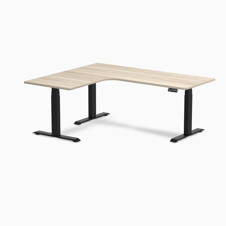 Desky L-Shape Curved Laminate Sit Stand Desk