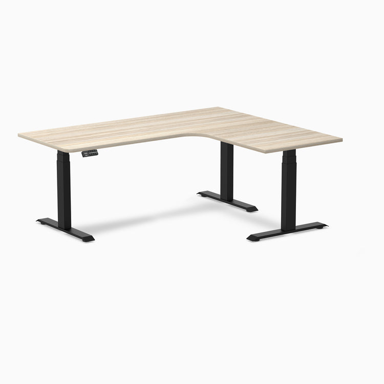 Desky L-Shape Curved Laminate Sit Stand Desk