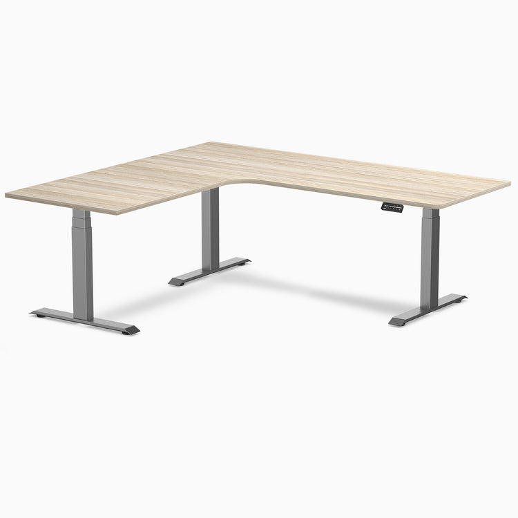 Desky L-Shape Curved Laminate Sit Stand Desk