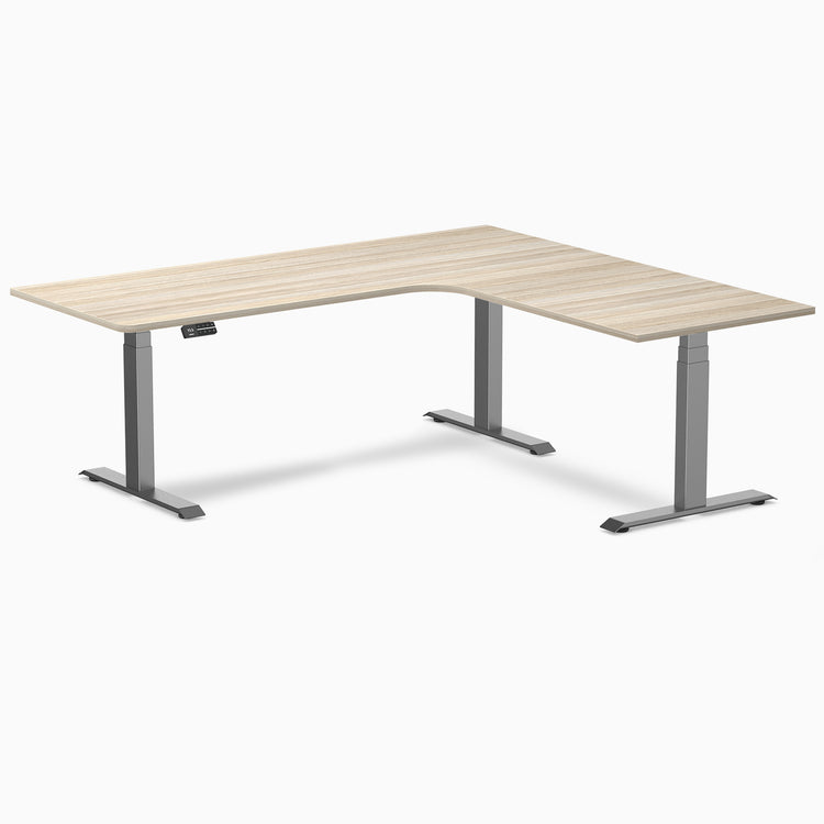 Desky L-Shape Curved Laminate Sit Stand Desk