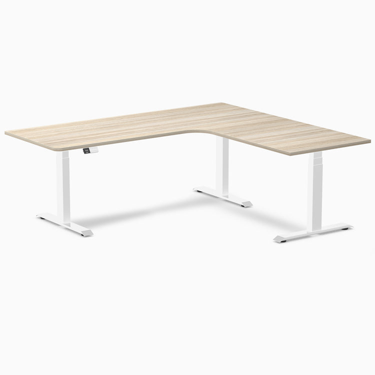 Desky L-Shape Curved Laminate Sit Stand Desk