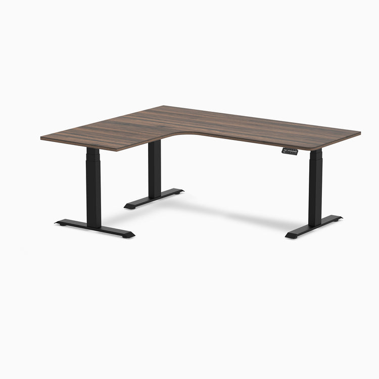 Desky L-Shape Curved Laminate Sit Stand Desk