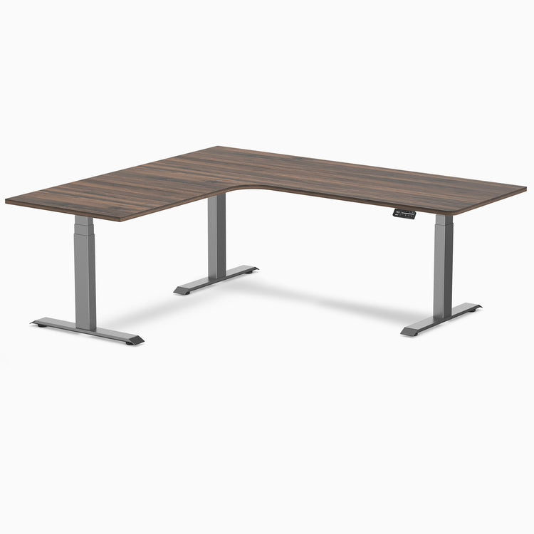 Desky L-Shape Curved Laminate Sit Stand Desk
