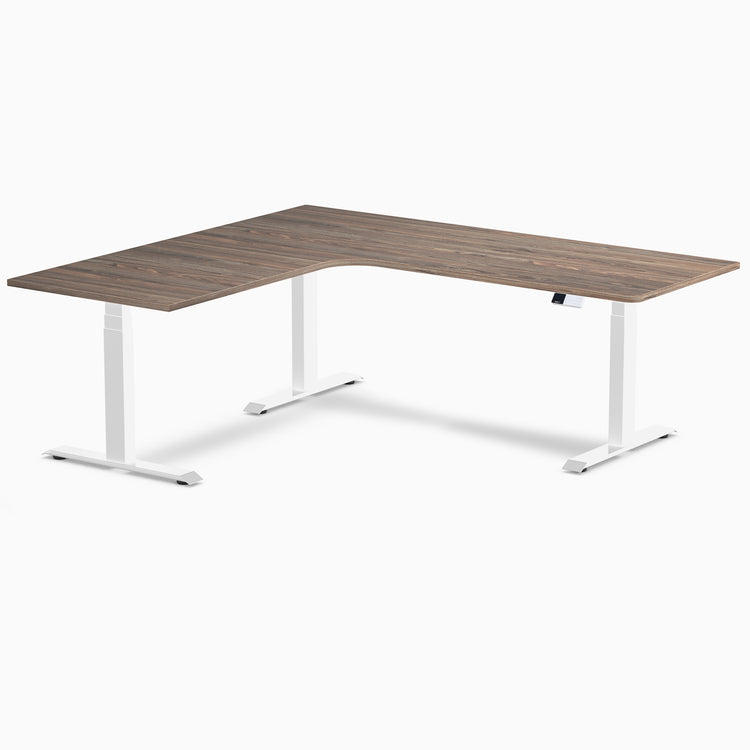 Desky L-Shape Curved Laminate Sit Stand Desk
