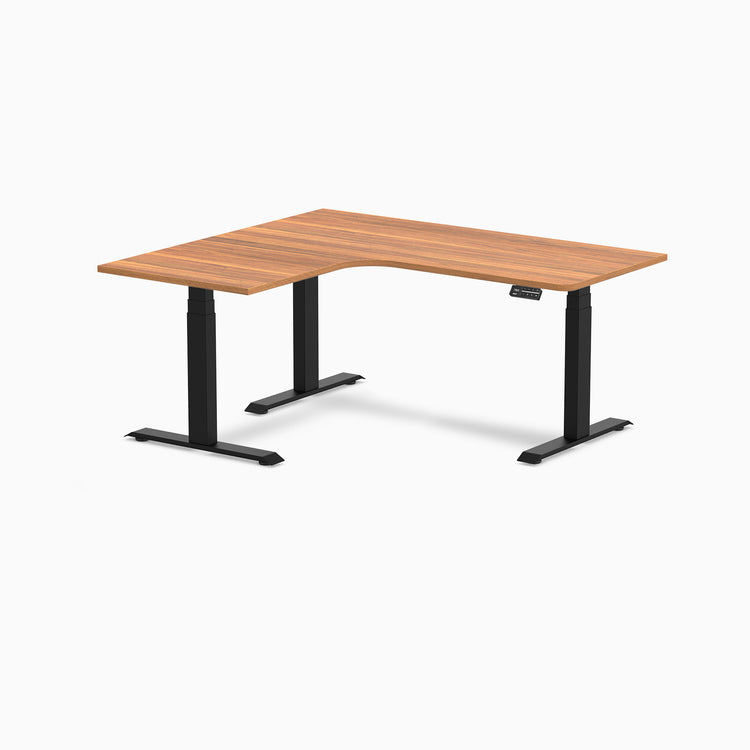 Desky L-Shape Curved Laminate Sit Stand Desk