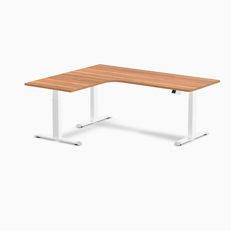Desky L-Shape Curved Laminate Sit Stand Desk