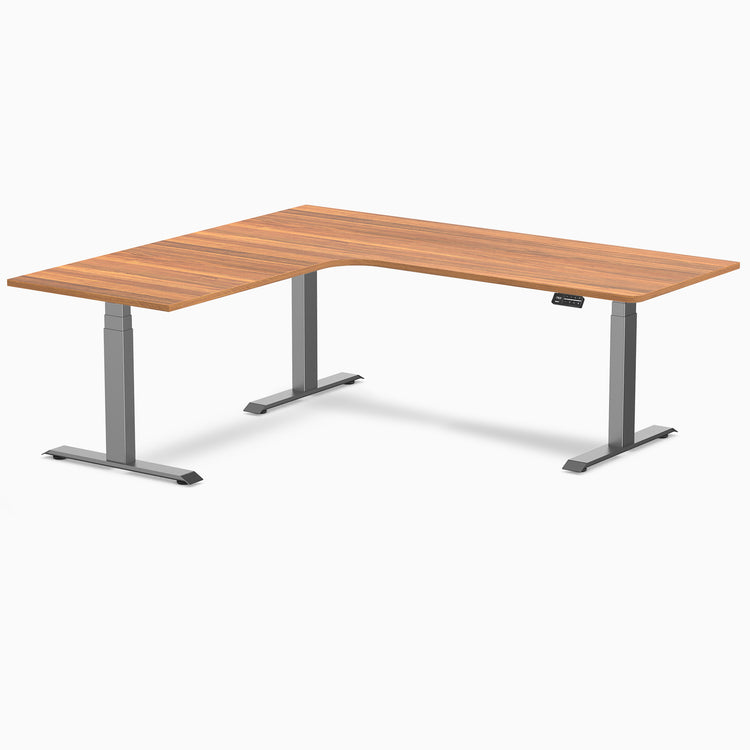 Desky L-Shape Curved Laminate Sit Stand Desk