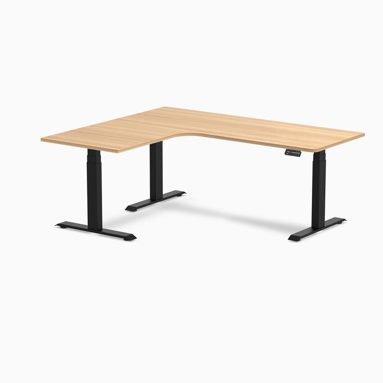 Desky L-Shape Curved Laminate Sit Stand Desk