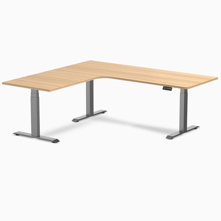 Desky L-Shape Curved Laminate Sit Stand Desk