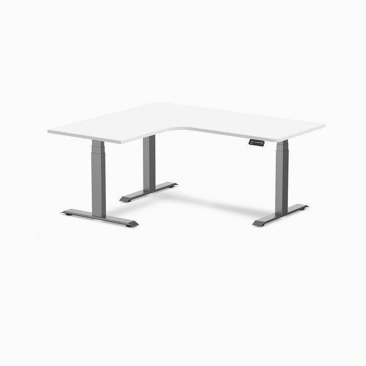 Desky L-Shape Curved Laminate Sit Stand Desk