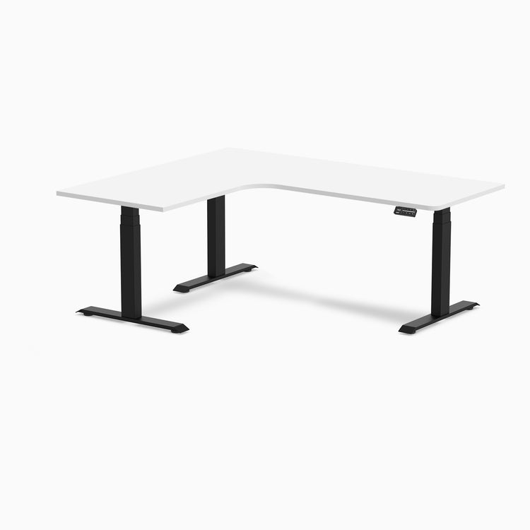Desky L-Shape Curved Laminate Sit Stand Desk