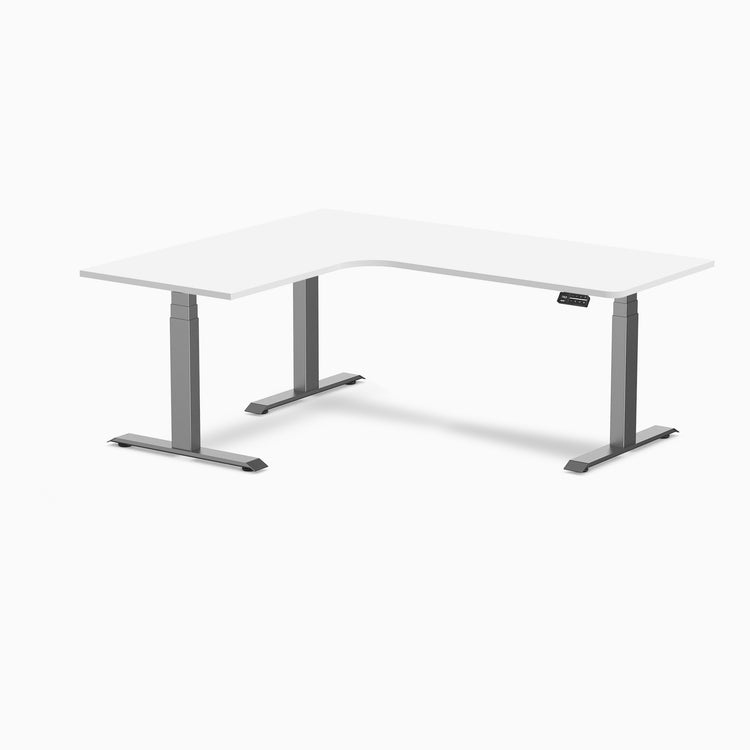 Desky L-Shape Curved Laminate Sit Stand Desk