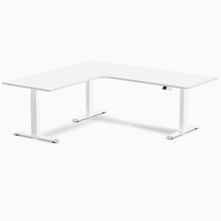 Desky L-Shape Curved Laminate Sit Stand Desk