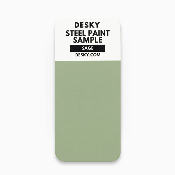 Desky steel paint finish sample for Desky lockers in sage green