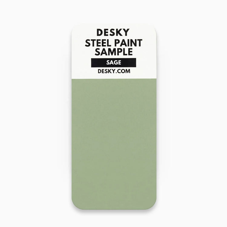 Desky steel paint finish sample for Desky lockers in sage green