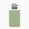 Desky steel paint finish sample for Desky lockers in sage green