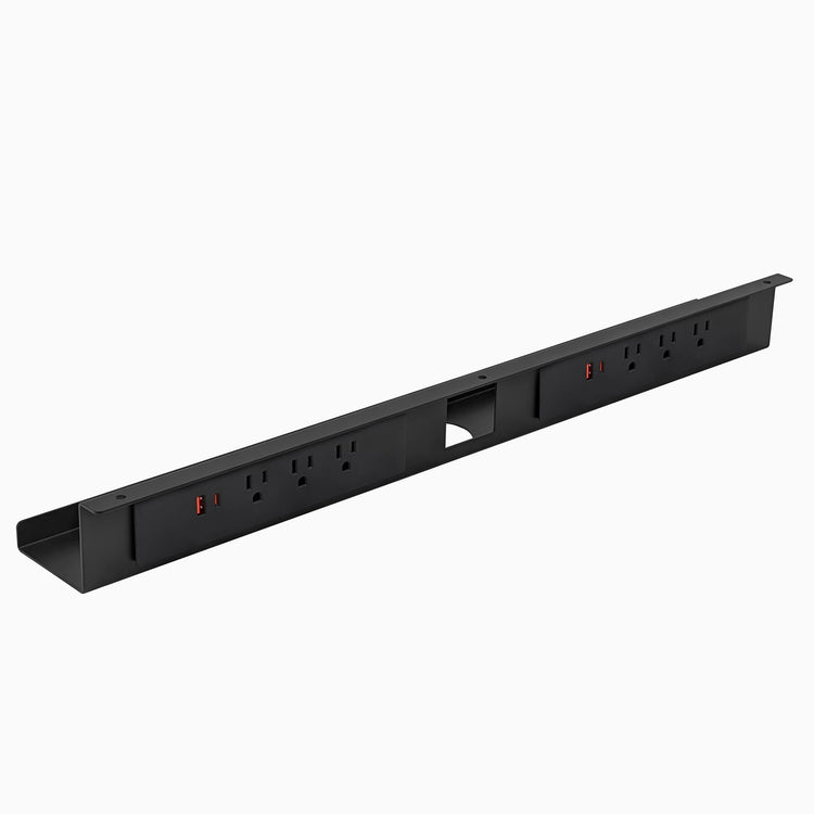 Desky mini cable and power tray in black 6 power