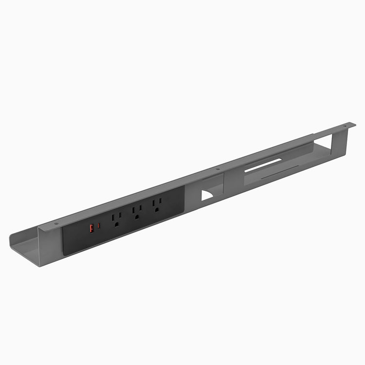 Desky mini cable and power tray in grey 3 power