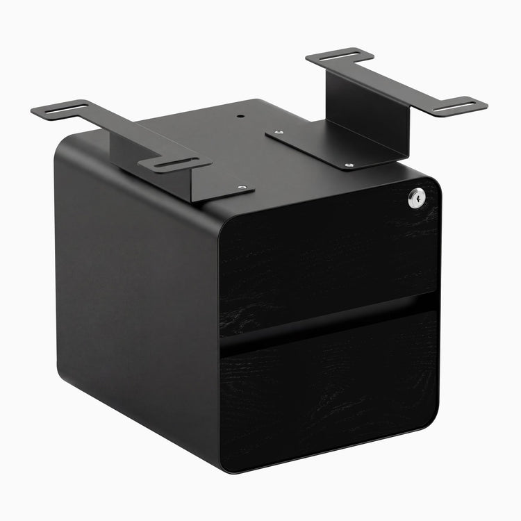 Desky minimal under desk cabinet black frame, black ash front
