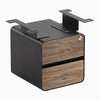 Desky minimal under desk cabinet black frame, natural walnut front