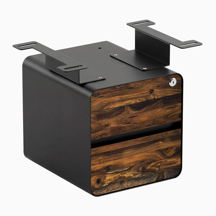 Desky minimal under desk cabinet black frame, pheasantwood front