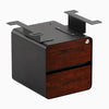 Desky minimal under desk cabinet black frame, red walnut front