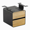 Desky minimal under desk cabinet black frame, white oak front