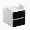 Desky minimal under desk cabinet white frame, black ash front