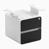 Desky minimal under desk cabinet white frame, black front