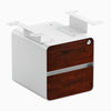 Desky minimal under desk cabinet white frame, red walnut front