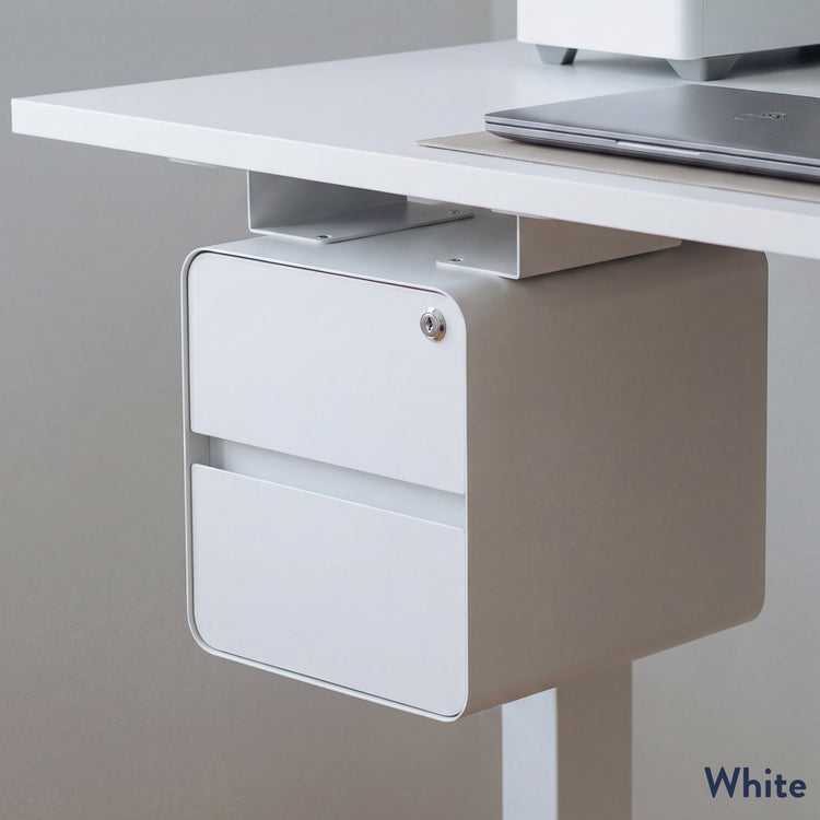 Desky Minimal under desk cabinet in white front