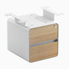 Desky minimal under desk cabinet white frame, white ash front