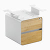 Desky minimal under desk cabinet white frame, white oak front