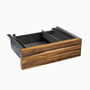 Desky Minimal Under Desk Drawer with Pheasantwood hardwood front and Space Gray metal frame.