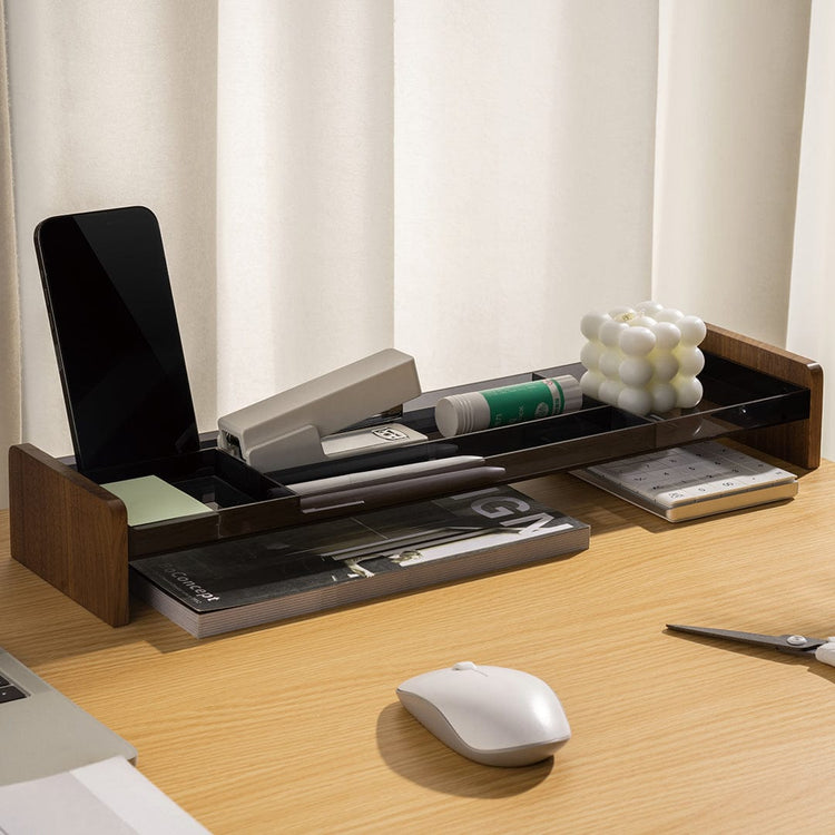 black walnut desktop storage