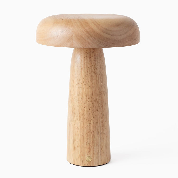 Desky mushroom wooden desk lamp in natural 