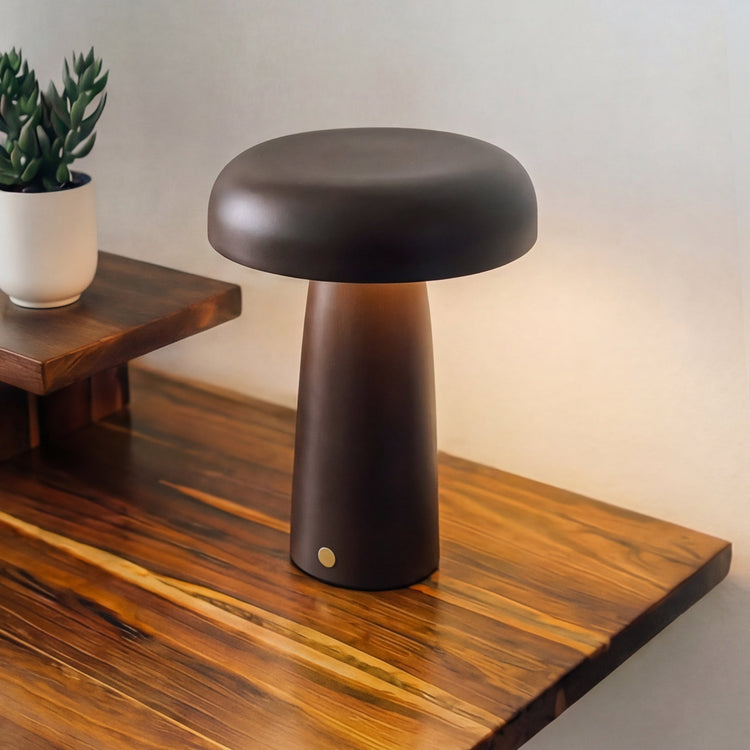 Desky wooden mushroom cordless desk lamp 